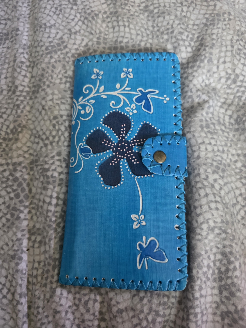 Turquoise Floral Wallet Phone Clutch